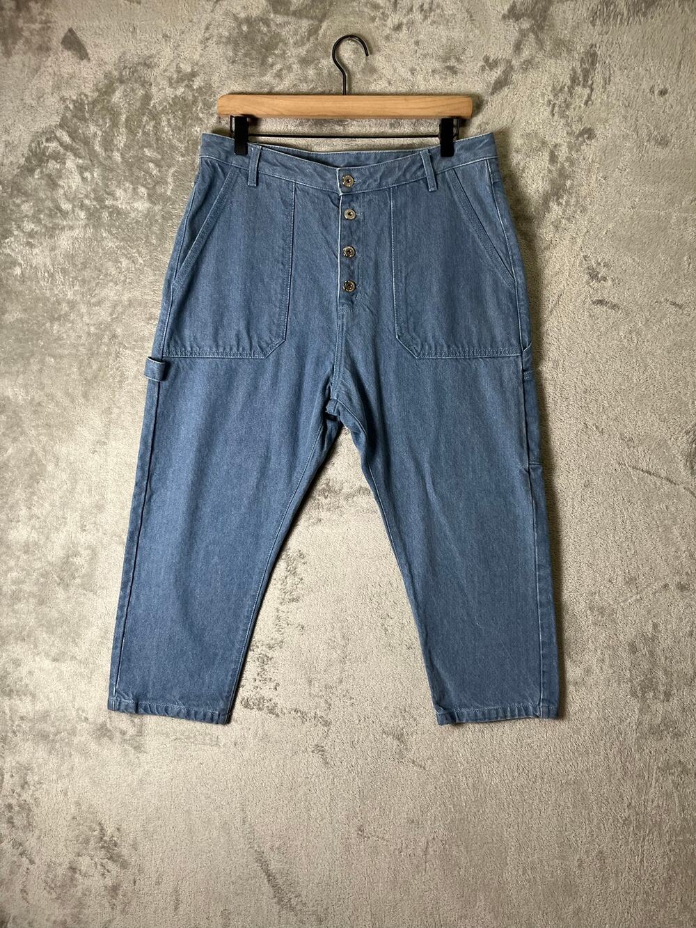 Marques Almeida Light Wash Denim Utility Barrel Pants Cropped Carpenter Jeans 12